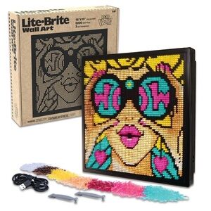 NIB- Lite Brite Wall Art POP Wow - 16" x 16" Screen, 6,000 Mini Pegs,